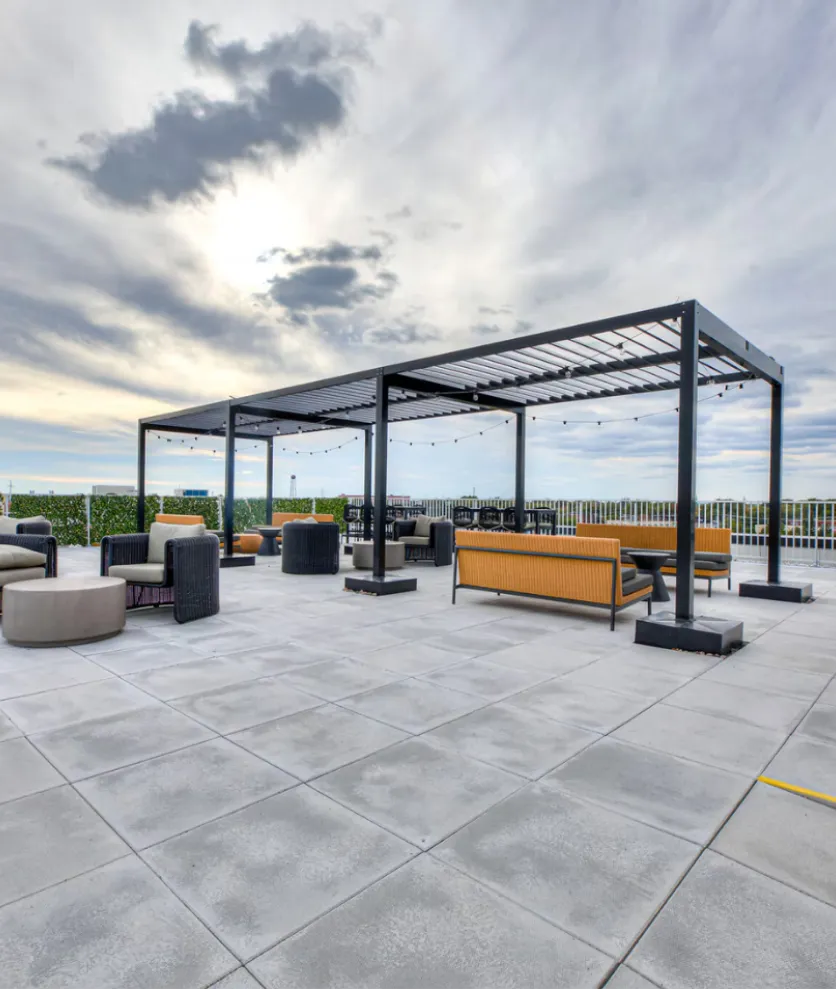 Shared rooftop terrace outdoor lounge le celtis